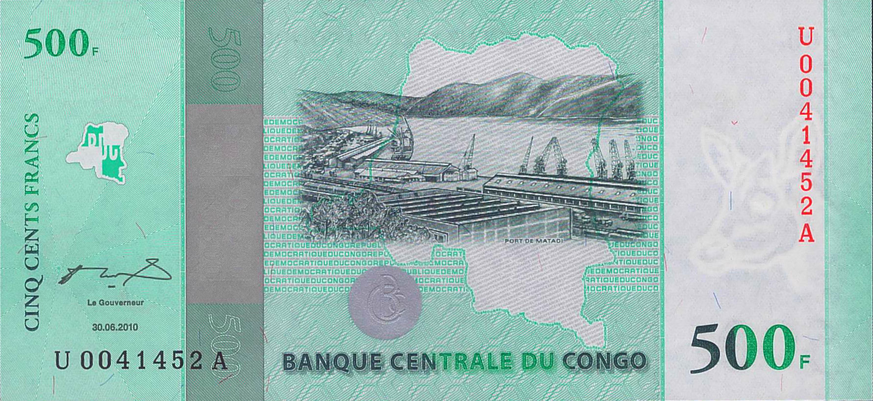 Congo 500 2010 UNC P-100